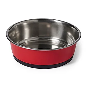 Certified Pets at Home Stainless Steel Dog Bowl Red Optimized