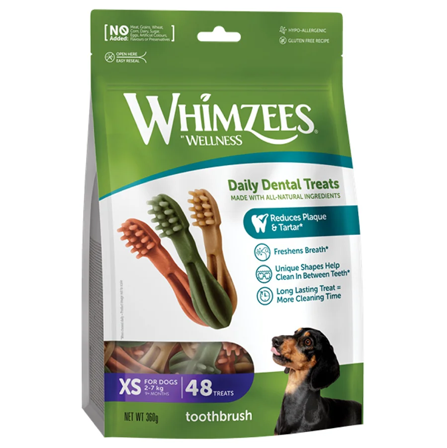 Green Whimzees Daily Dental Toothbrush For X Small Dogs 48 Pack 360g Official