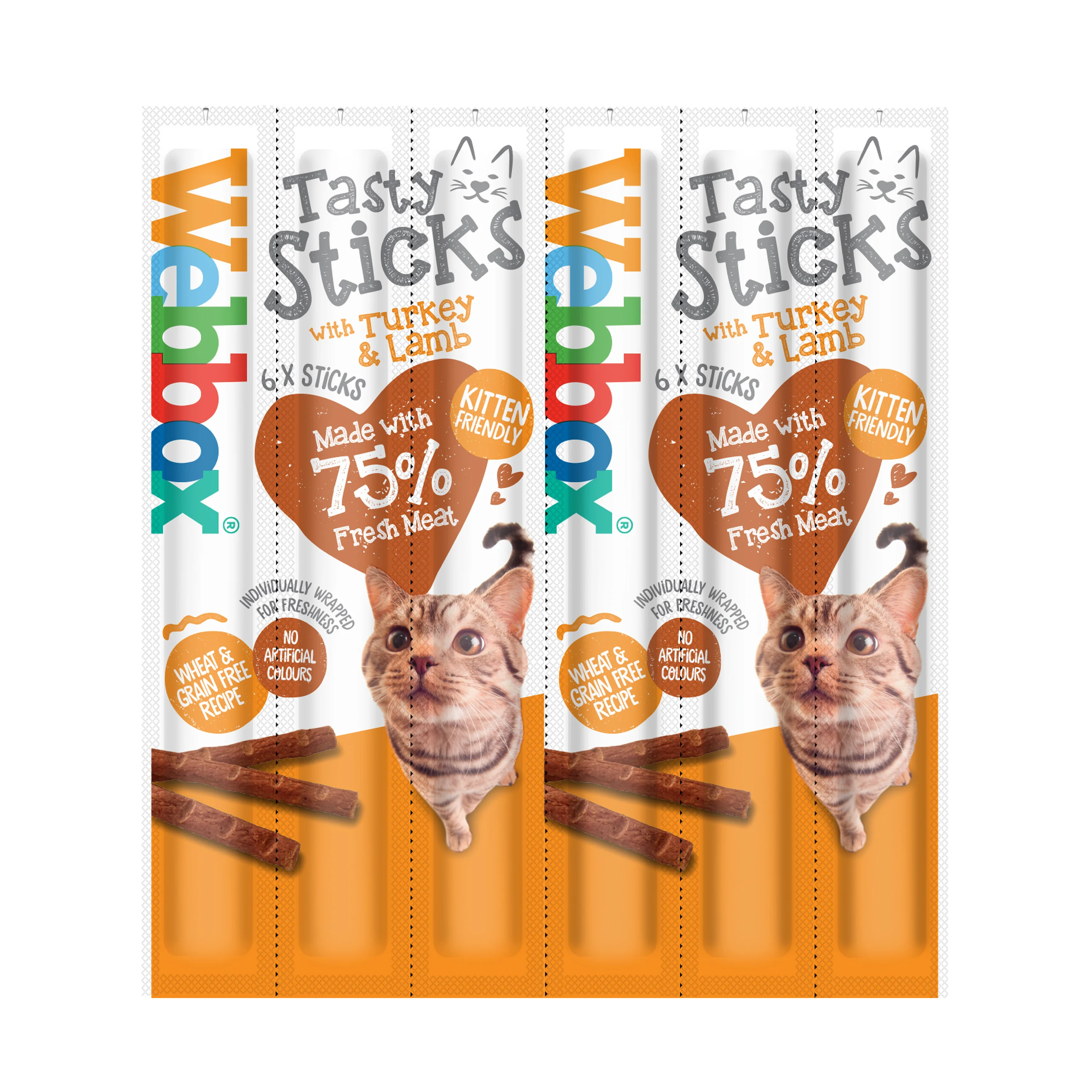 High-Performance Webbox Tasty Sticks Cat Treats Turkey Lamb x6 Organic