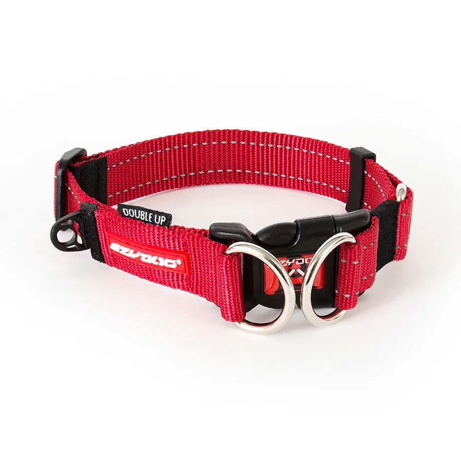 Clean EzyDog Double Up Dog Collar Red Small Enhanced