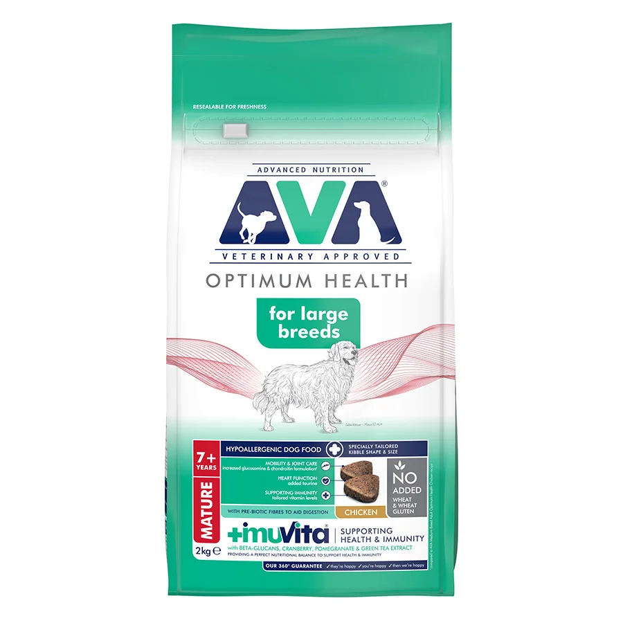 Professional AVA Optimum Health Large Breed Senior Dry Dog Food Chicken 2kg Efficient