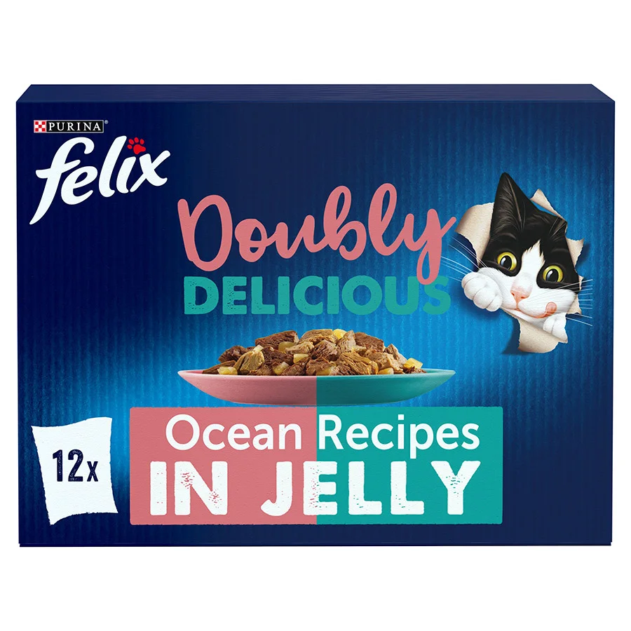 Superior Felix Doubly Delicious Adult Wet Cat Food Ocean Recipes 12x100g Secure