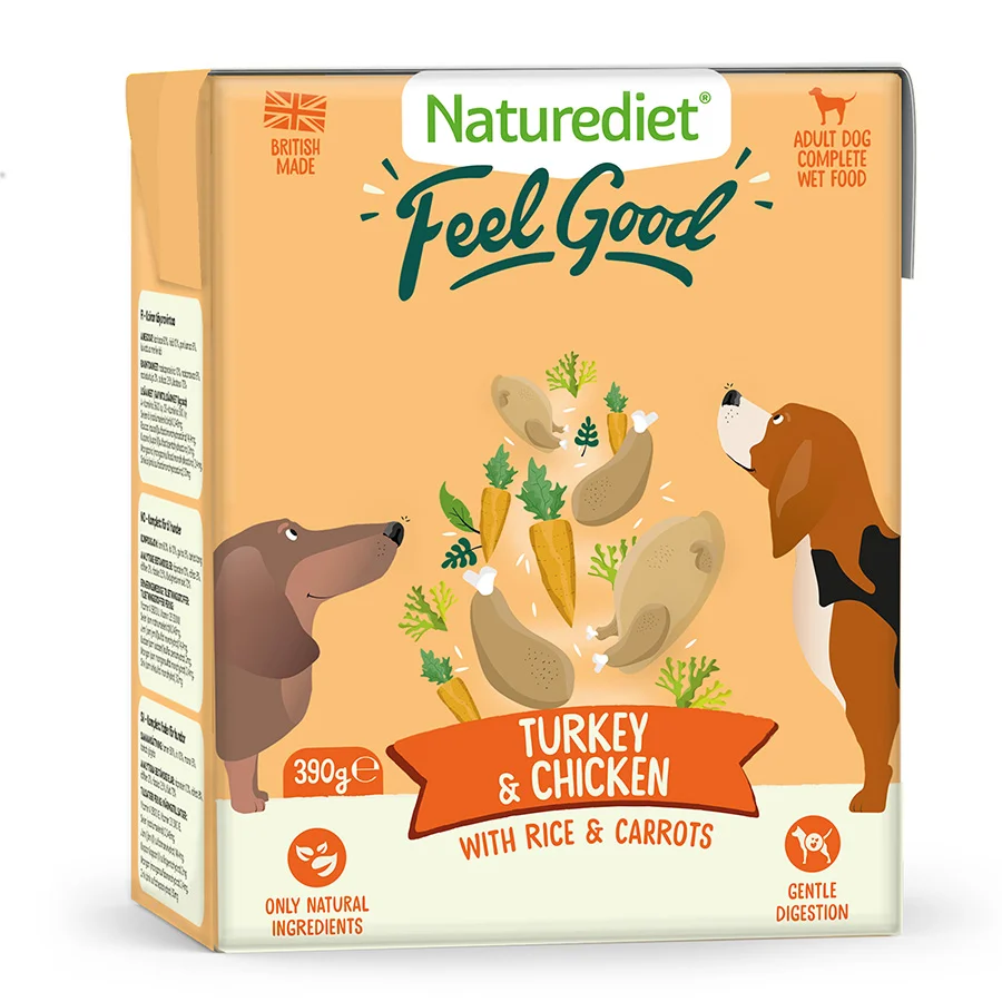 Convenient Naturediet Feel Good Adult Wet Dog Food Turkey Chicken 390g Casual