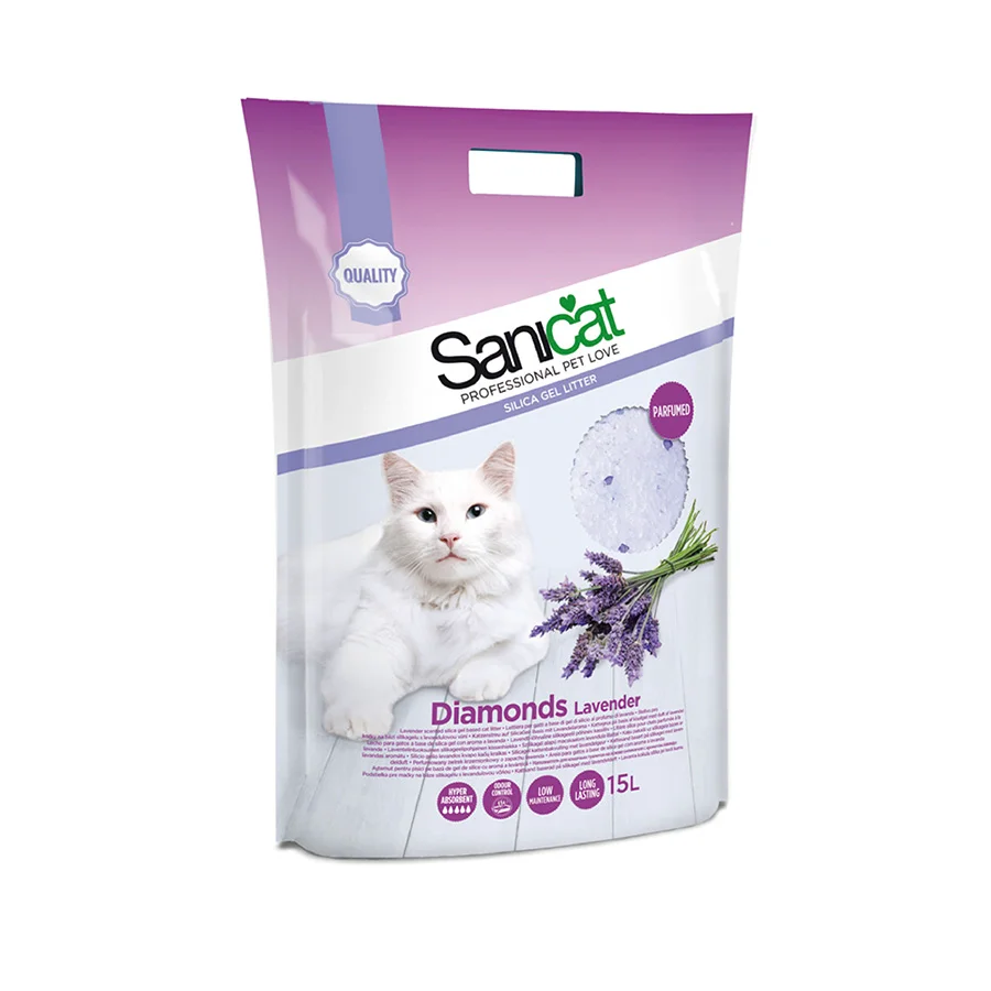 Trendy Sanicat Diamonds Lavender Scent Non-Clumping Cat Litter 15L Proven