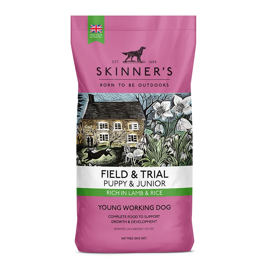 Detailed Skinner x27 s Field Trial Working Puppy Junior Dry Dog Food Lamb Rice 15kg First-Class