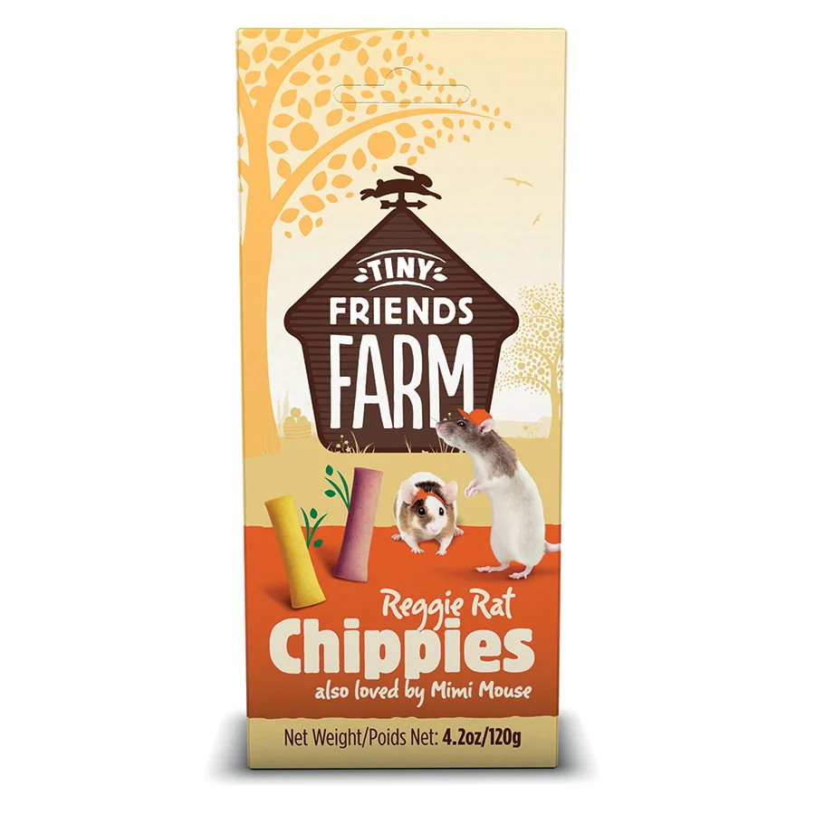 Premium Tiny Friends Farm Reggie Rat Mimi Mouse Chippies Treats 120g Organic