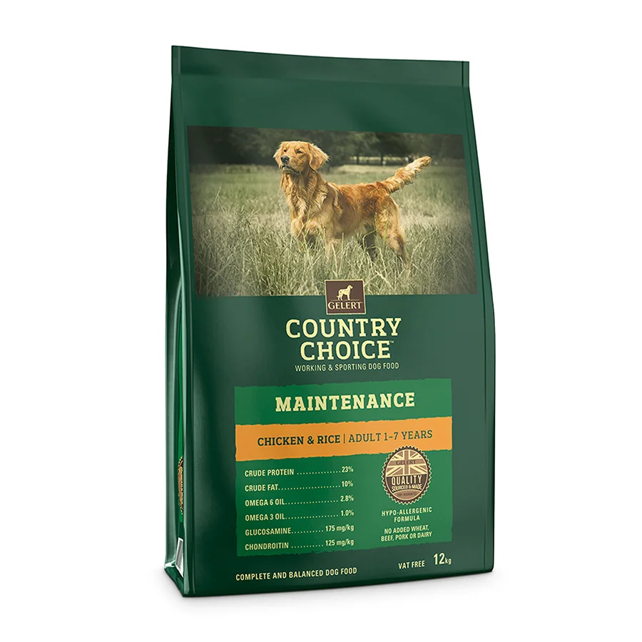 Healthy Gelert Country Choice Maintenance Dry Working Dog Food Chicken Rice 12kg Clean