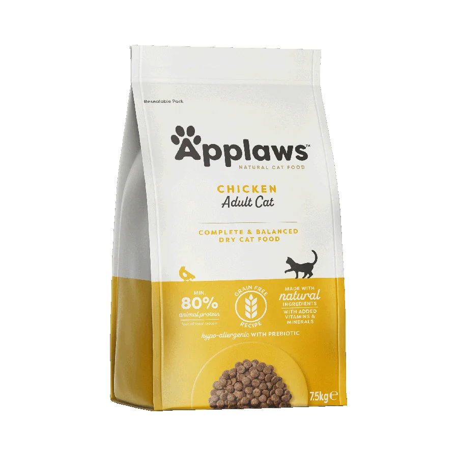 High-Performance Applaws Complete Balanced Grain Dry Adult Cat Food Chicken 7.5kg Natural