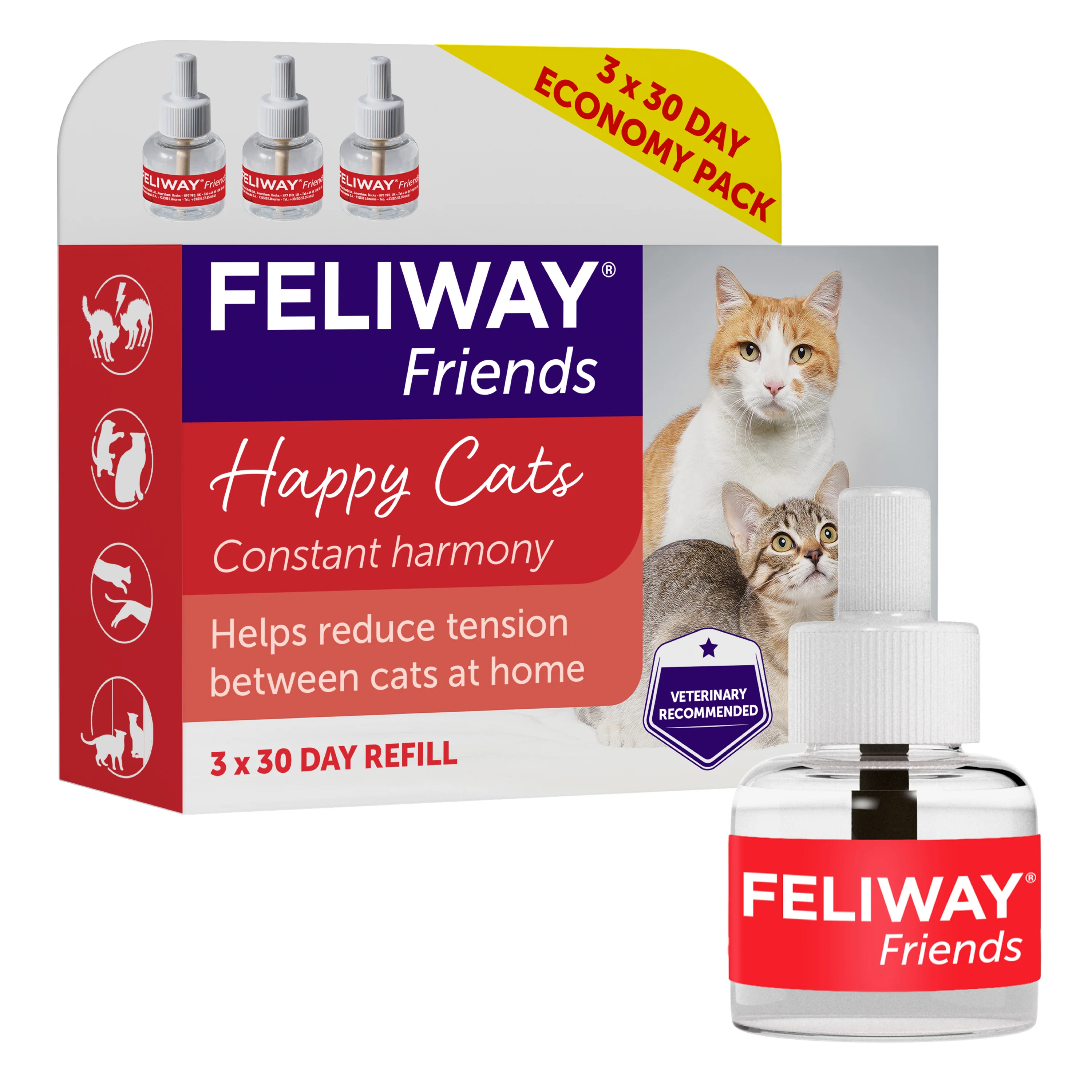 Premium Material Feliway Friends Calming Pheromone Refill Value Pack for Cats 3x48ml Exclusive