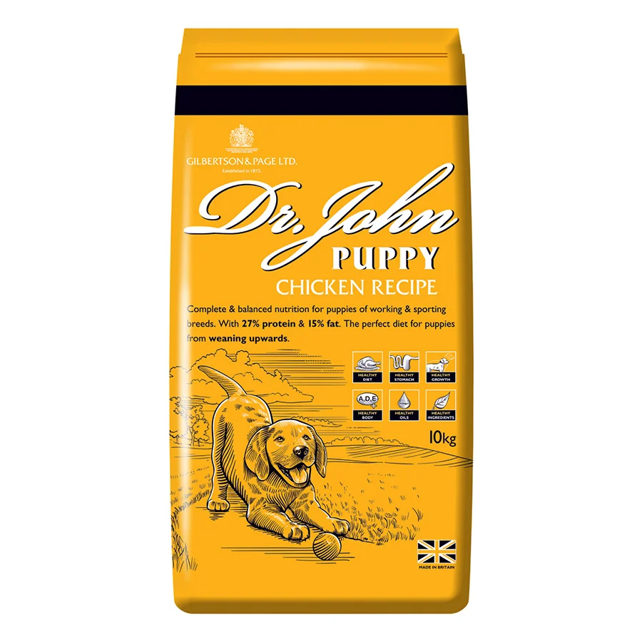 Organic Dr John Working Puppy Dry Dog Food with Chicken 10kg Fashionable