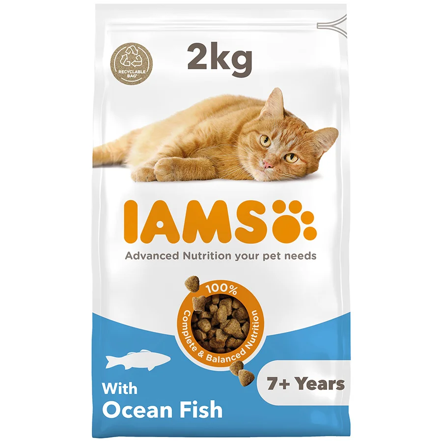 Organic Iams Senior Dry Cat Food Ocean Fish 2kg Prestigious