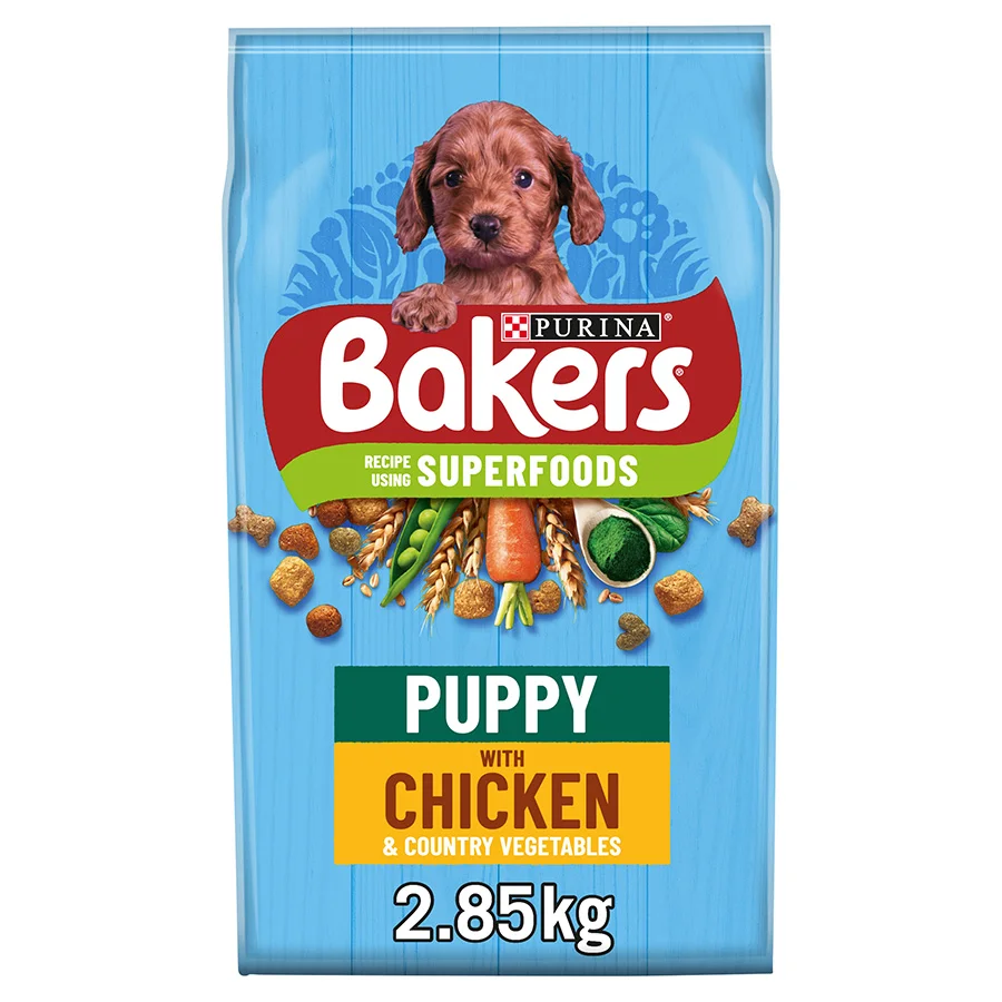 Enhanced Bakers Puppy Dry Dog Food Chicken Veg 2.85kg Selected