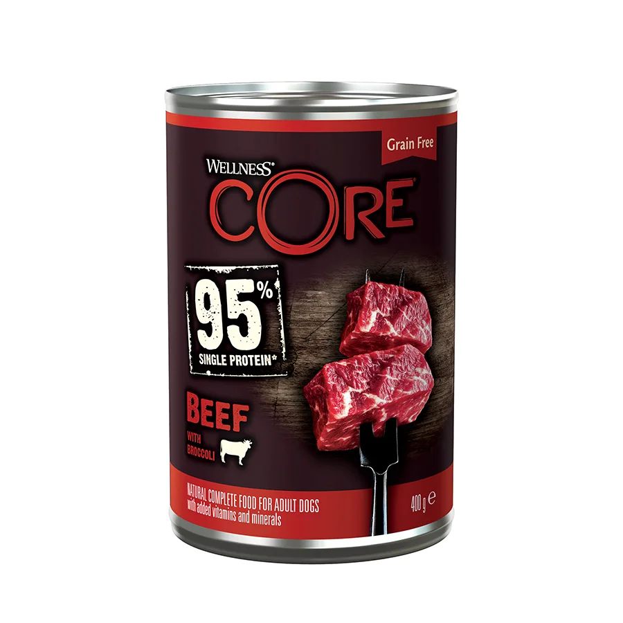Stylish Wellness Core 95 Wet Adult Dog Food Beef with Broccoli 400g Secure