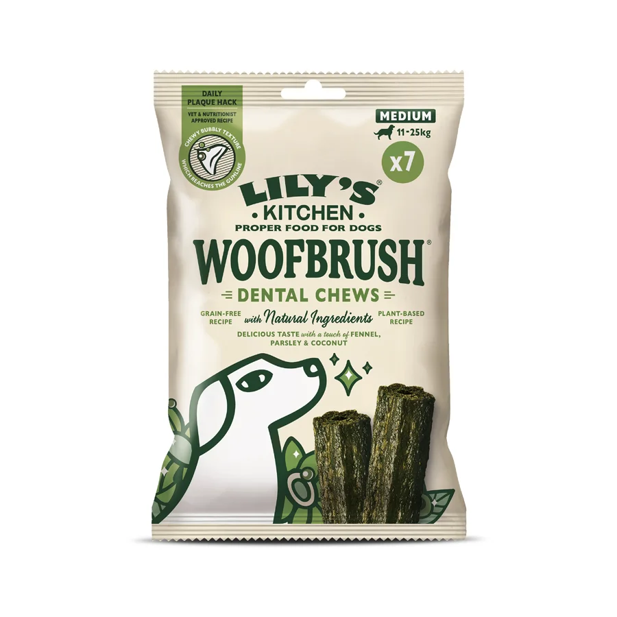Outstanding Lily x27 s Kitchen Woofbrush Daily Dental Plaque Dog Chews Medium 7x28g Convenient