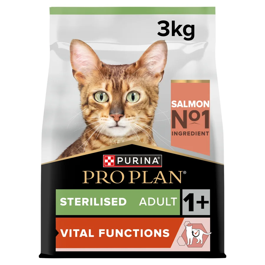 Carefully Designed Pro Plan Sterilised Vital Functions Adult Dry Cat Food Salmon 3kg Smart