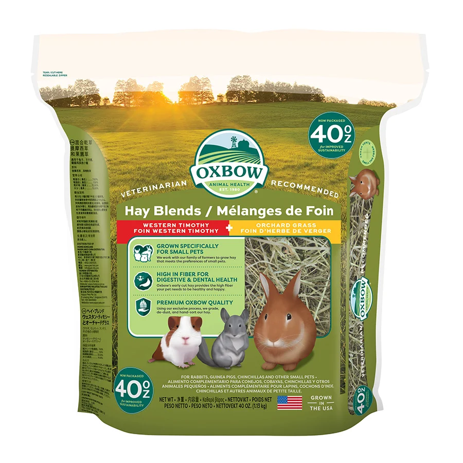 Genuine Oxbow Hay Blends Small Animal Food Western Timothy Orchard Grass 1.1kg High-Grade