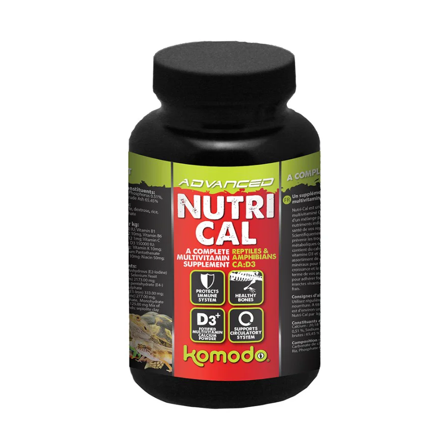 Trusted Komodo Nutri-Cal Multivitamin Supplement For Reptiles 75g Refined