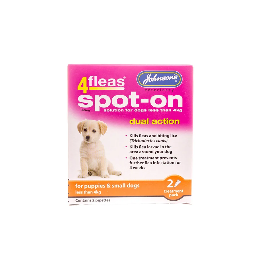 Reusable Johnsons 4fleas Spot-On For Puppies Up To 4kg 2 Pack Smart