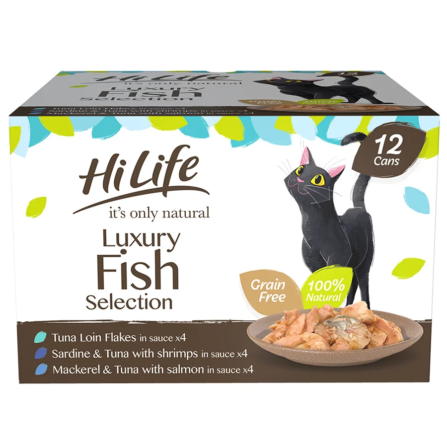 High-End HiLife It x27 s Only Natural Luxury Wet Adult Cat Food Fish Selection 12x70g Professional