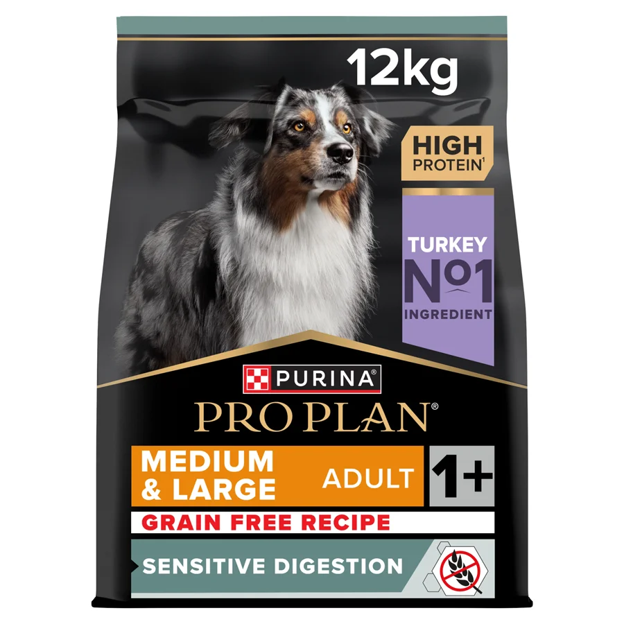 Traditional Pro Plan Sensitive Digestion Medium Large Adult Dry Dog Food Turkey 12kg Crafted