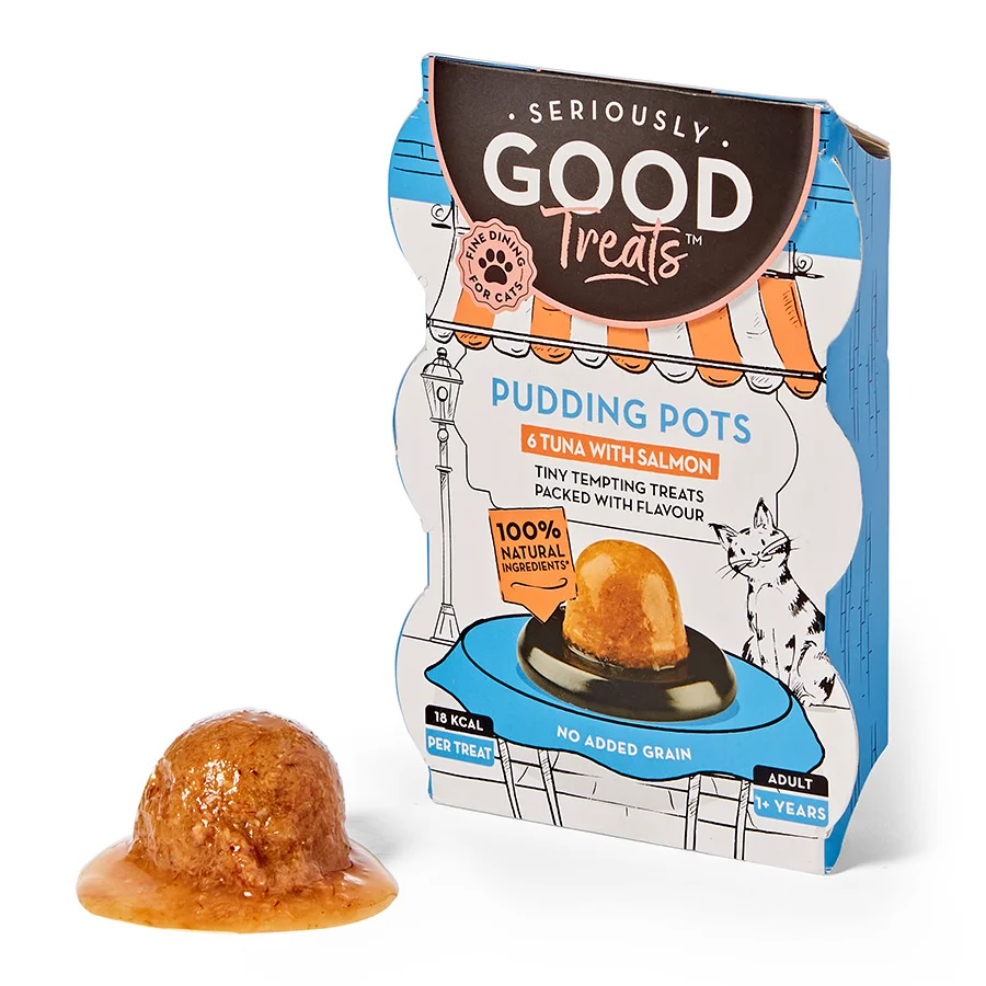 Trendy Seriously Good Cat Treat Pudding Pots Tuna Salmon 6x22g High-End