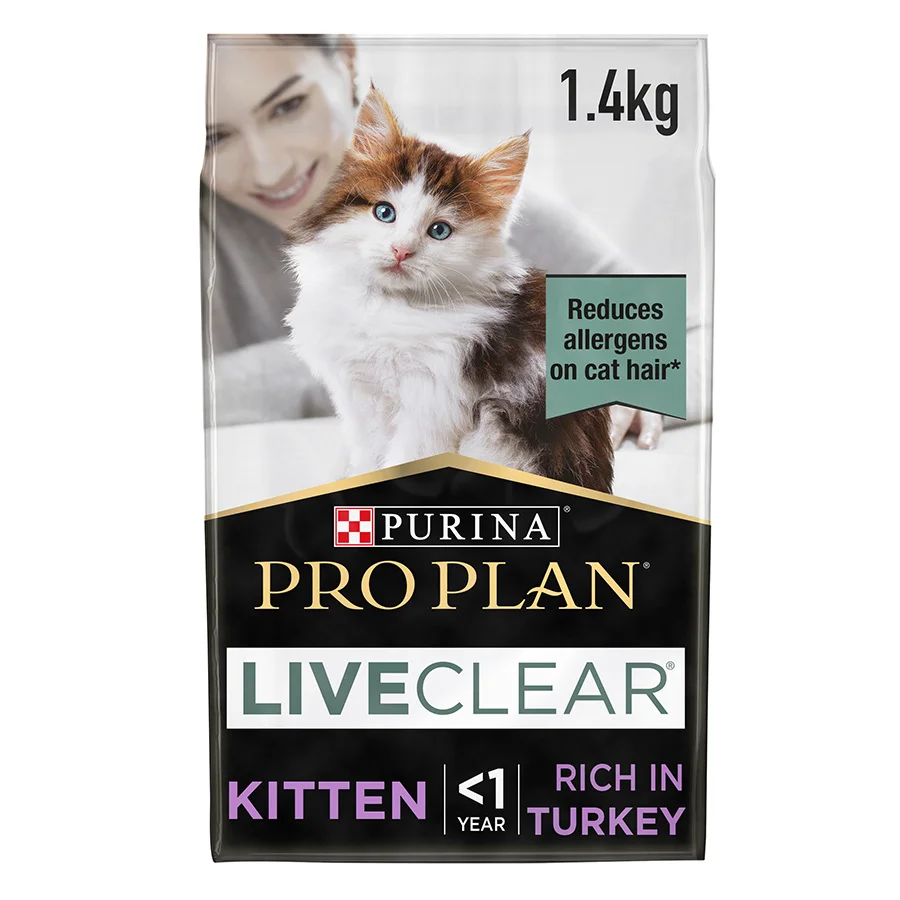 Minimalist Pro Plan LiveClear Allergen Reducing Dry Kitten Food Turkey 1.4kg Solid