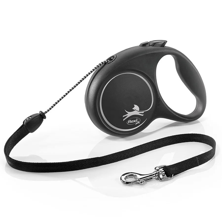 High-Performance Flexi Fun Extending Dog Lead Cord 5m Black Medium Reusable