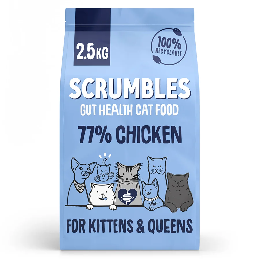 Convenient Scrumbles Complete Dry Kitten Cat Food Chicken 2.5kg Fast