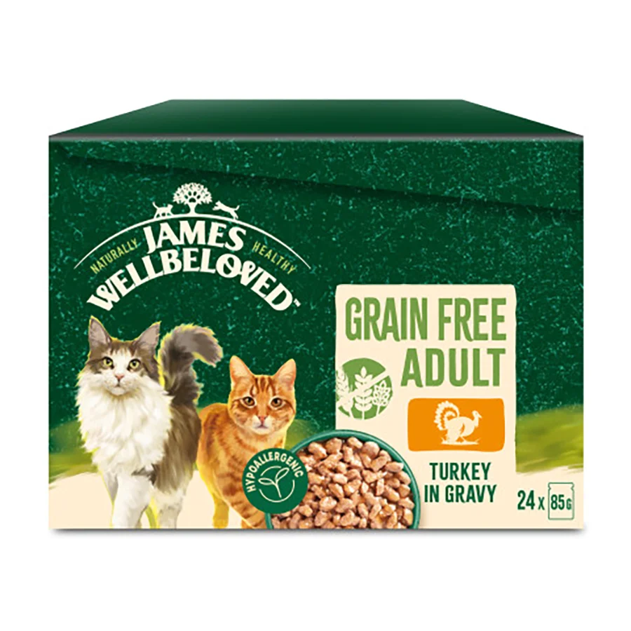 Elegant James Wellbeloved Grain Adult Wet Cat Food Turkey Gravy 24x85g Expertly Made