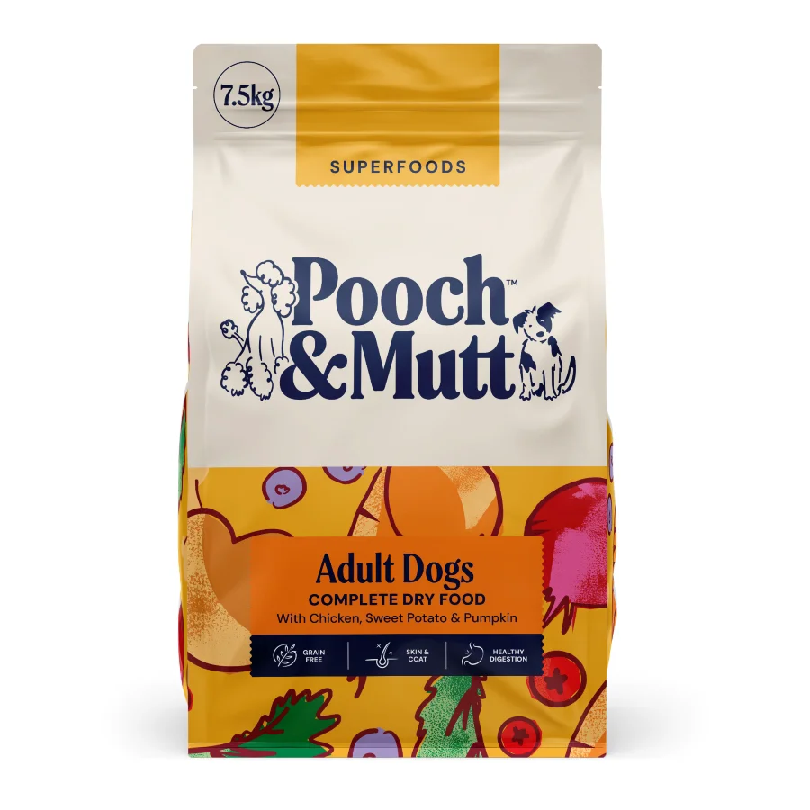 Functional Pooch Mutt Grain Complete Adult Dry Dog Food Chicken With Superfoods 7.5kg Excellent