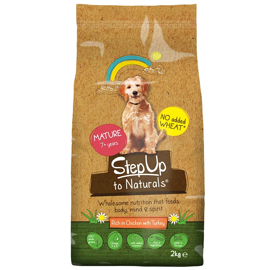 Breathable Step Up Naturals Mature Dry Dog Food Chicken with Turkey 2kg Elite