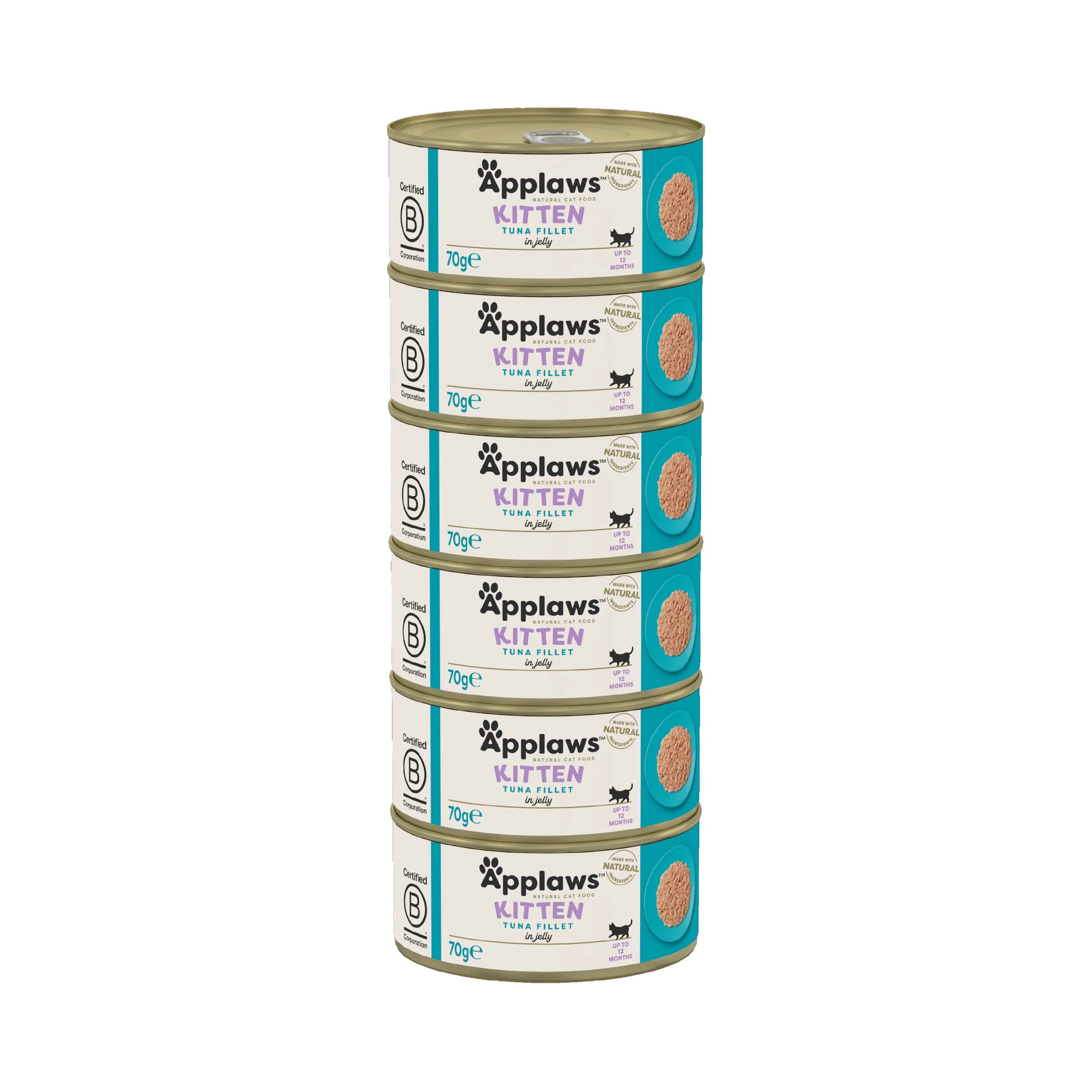 Durable Applaws Natural Wet Kitten Food Tuna Fillet in Jelly 6x70g Tins Organic