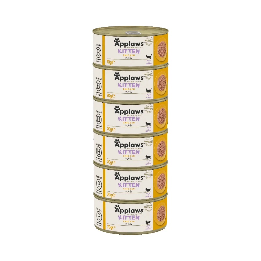 Convenient Applaws Natural Kitten Wet Cat Food Chicken in Jelly 6x70g Tins Traditional