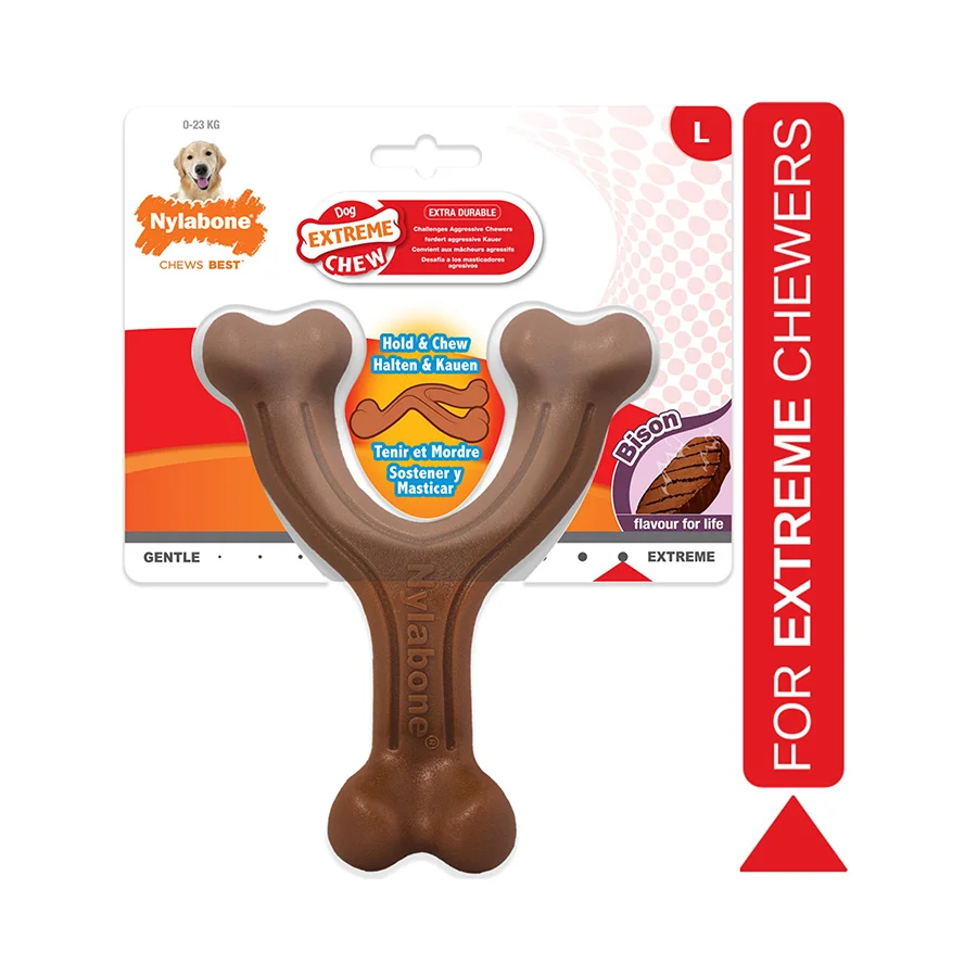 Genuine Nylabone Extreme Dog Chew Toy Wishbone Large Fast