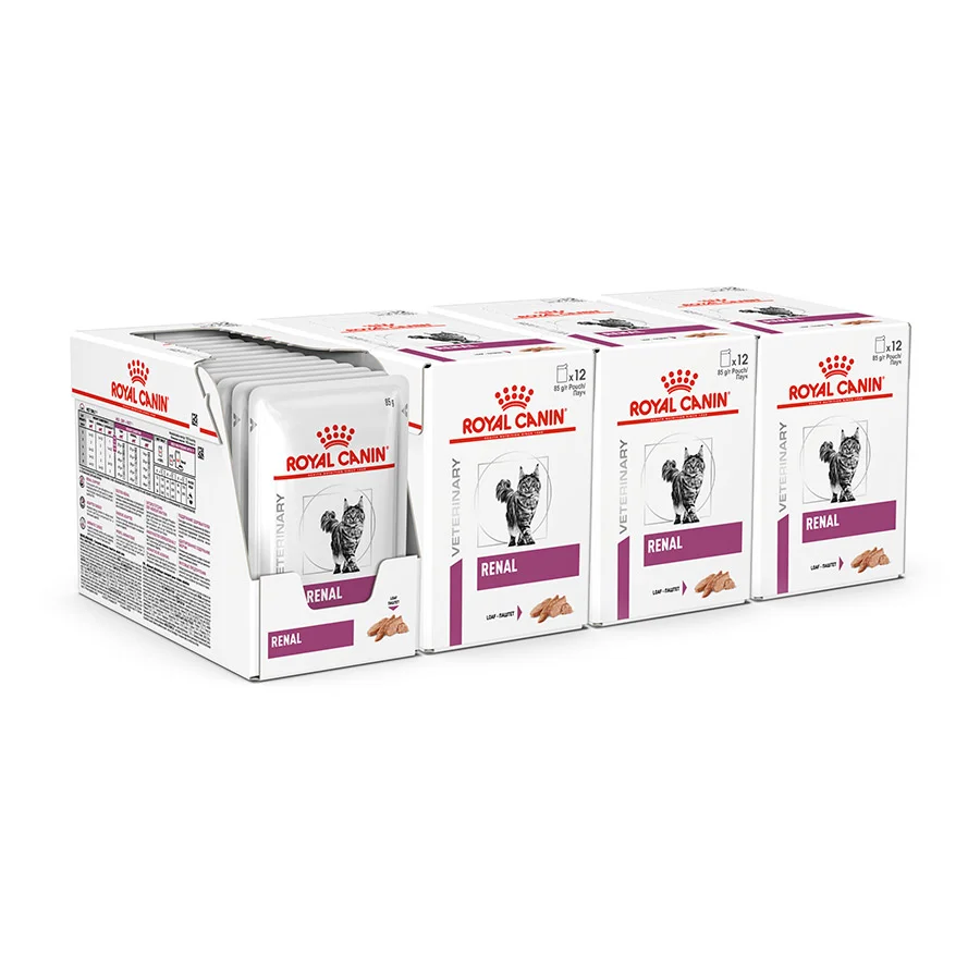 Recyclable Royal Canin Veterinary Renal Adult Wet Cat Food 48x85g Consistent