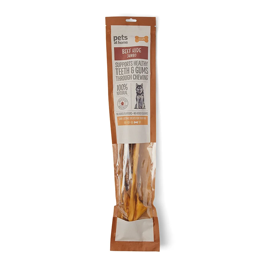 Modern Pets at Home Natural Jumbo Dog Treat Beef Hide 2 Pack High-Quality