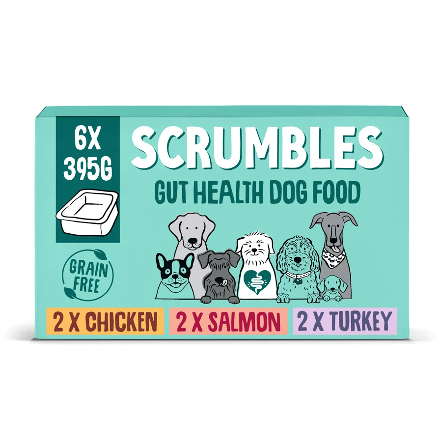High-Grade Scrumbles Complete Grain Wet Dog Food Variety 6x395g Premium
