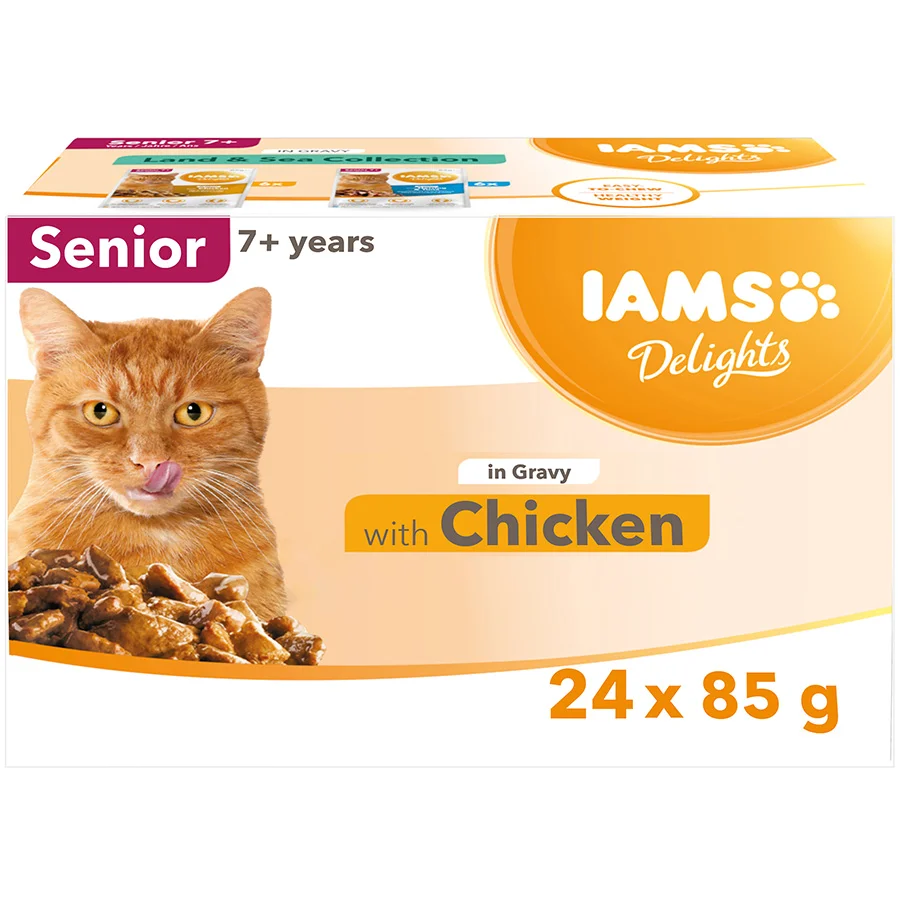 Crafted Iams Delights Senior Wet Cat Food Chicken In Gravy 24x85g Innovative