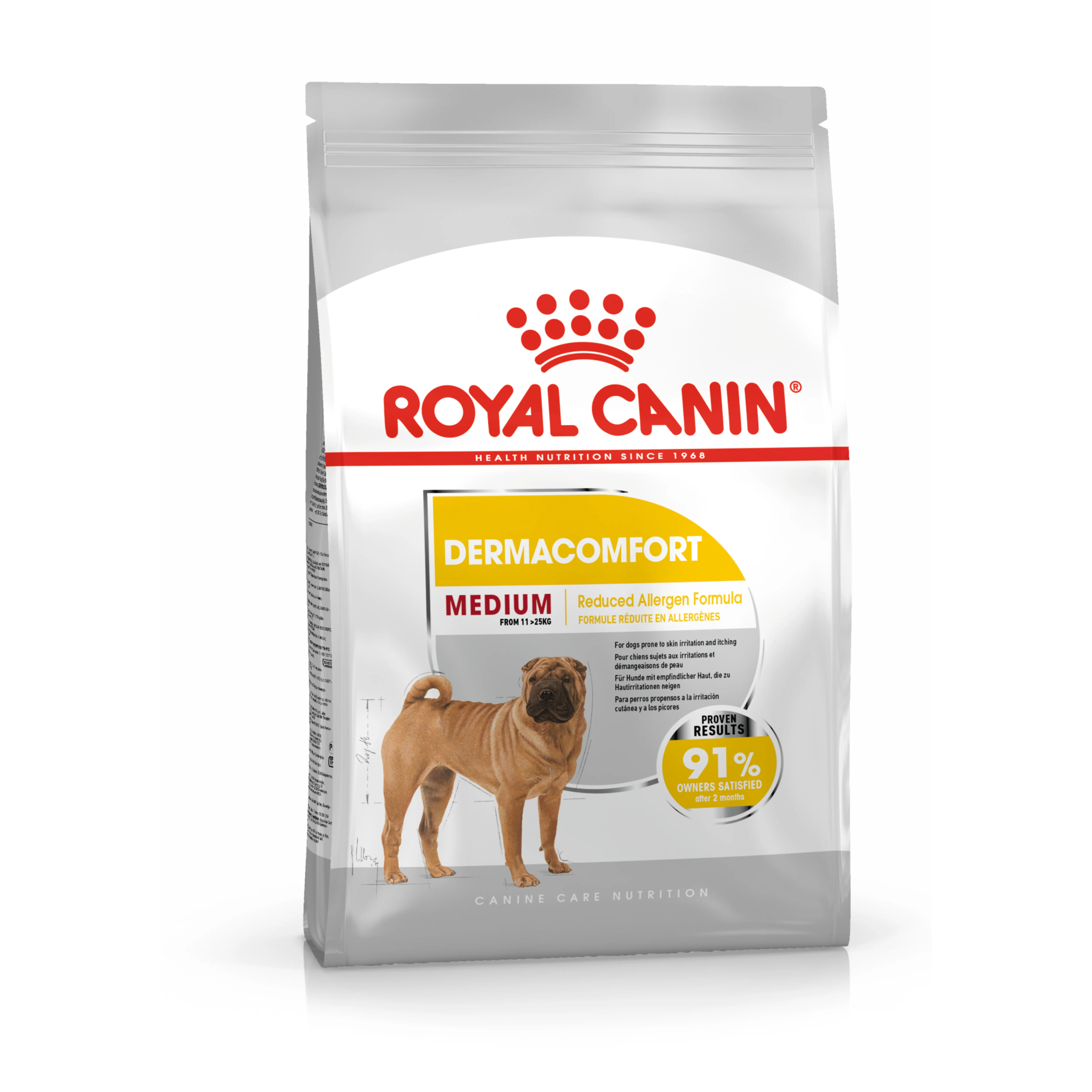 Pure Royal Canin Dermacomfort Medium Breed Adult Dry Dog Food 12kg Detailed