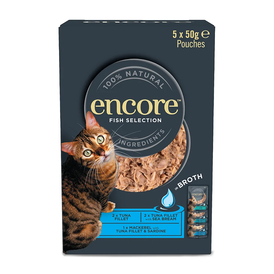 Fast Encore Adult Wet Cat Food Fish Selection Broth 5x50g Authentic