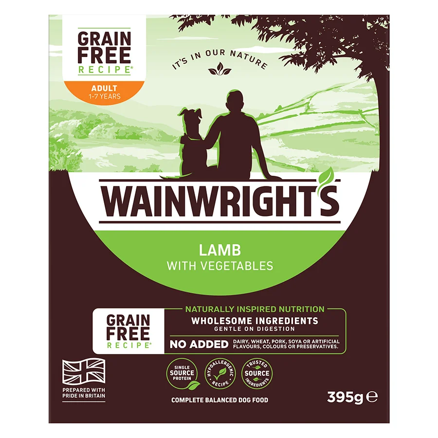 Premium Wainwright x27 s Grain Adult Wet Dog Food Lamb 395g Casual