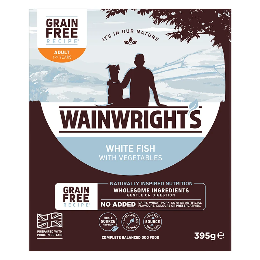 Versatile Wainwright x27 s Grain Adult Wet Dog Food Fish 395g Clean