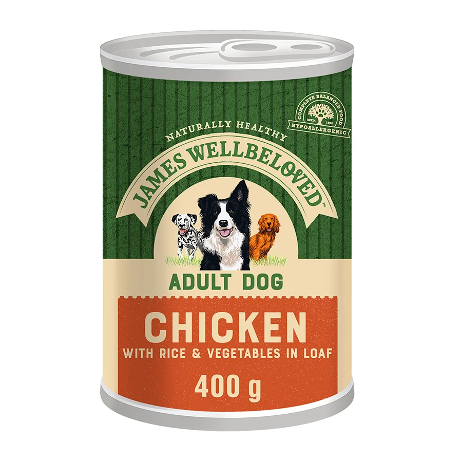 High-Quality James Wellbeloved Adult Wet Dog Food Chicken Rice Loaf 400g Prestigious