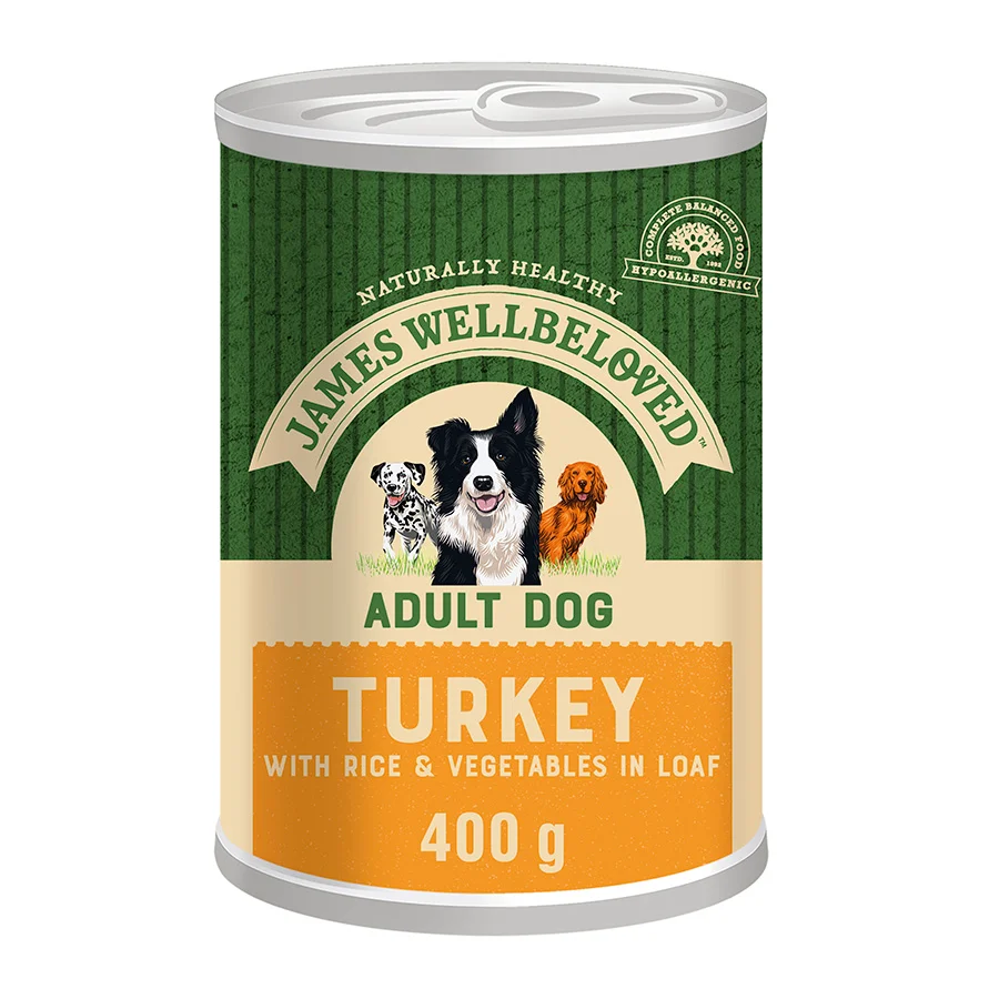 High-Performance James Wellbeloved Adult Wet Dog Food Turkey Rice Loaf 400g Environmentally Friendly