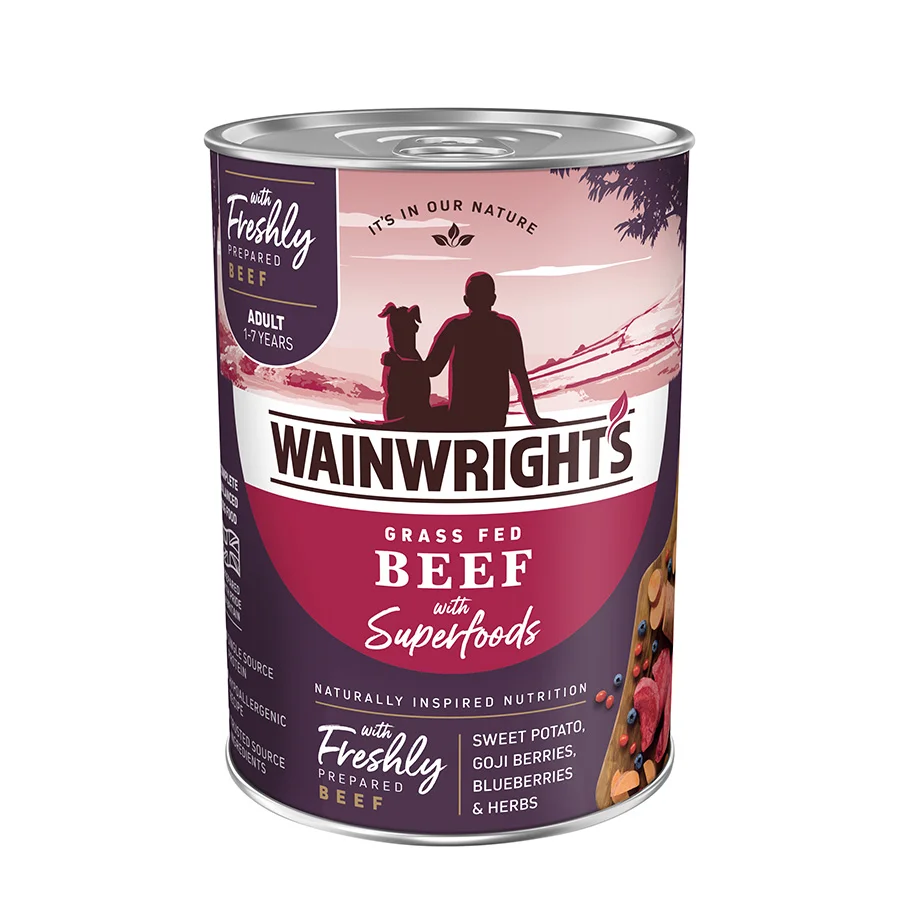 Convenient Wainwright x27 s Wet Adult Dog Food Grass Fed Beef With Superfoods 395g Soft