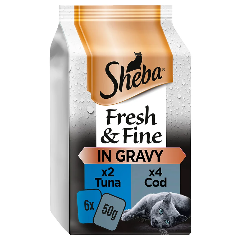 Long-Lasting Sheba Fresh Fine Adult Wet Cat Food Tuna Cod 6x50g Contemporary