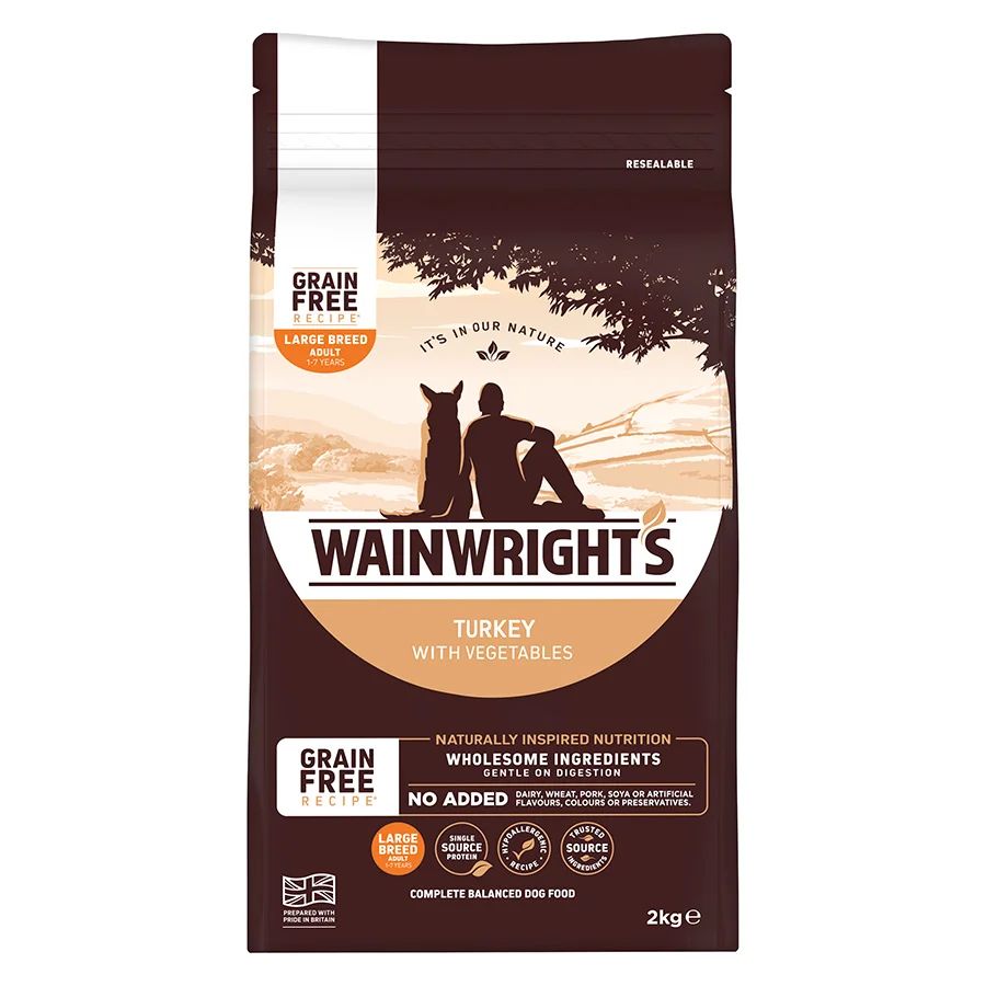 Recyclable Wainwright x27 s Grain Large Breed Adult Dry Dog Food Turkey 15kg Carefully Designed