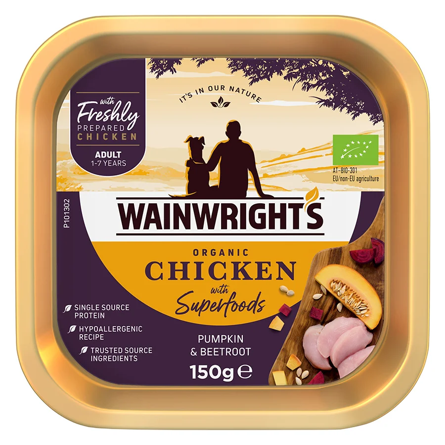 Flexible Wainwright x27 s Wet Adult Dog Food Organic Chicken With Superfoods 150g Powerful