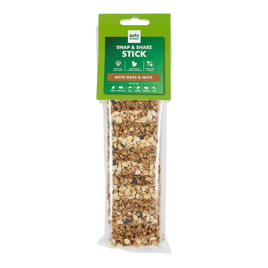 Comfortable Pets at Home Small Animal Snap Share Treat Stick with Oats Nuts 110g High-Quality