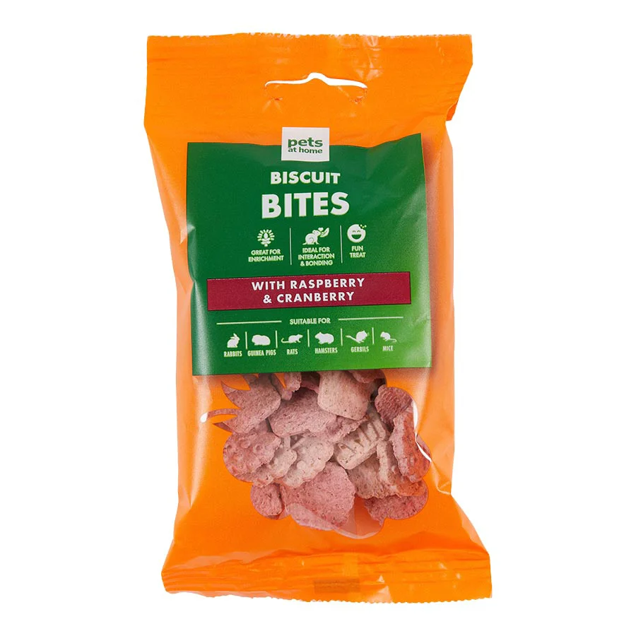 Advanced Pets at Home Small Animal Biscuit Bites Treats with Raspberry Cranberry 60g Certified